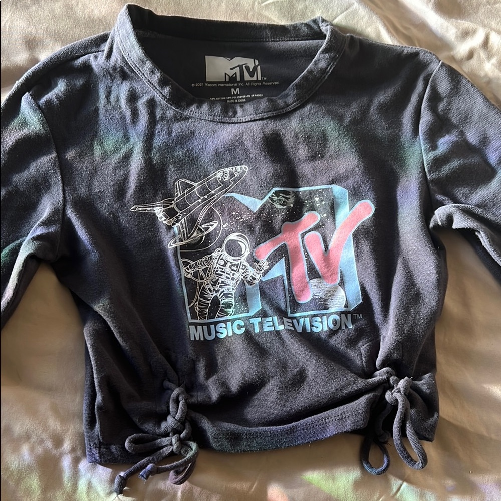MTV Space Graphic Tie-Dye Top